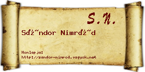 Sándor Nimród névjegykártya